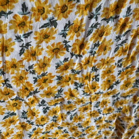 Faithfull The Brand Daphne Floral Mini Dress Yellow Back Zip Short Sleeve Sz M - Picture 5 of 10